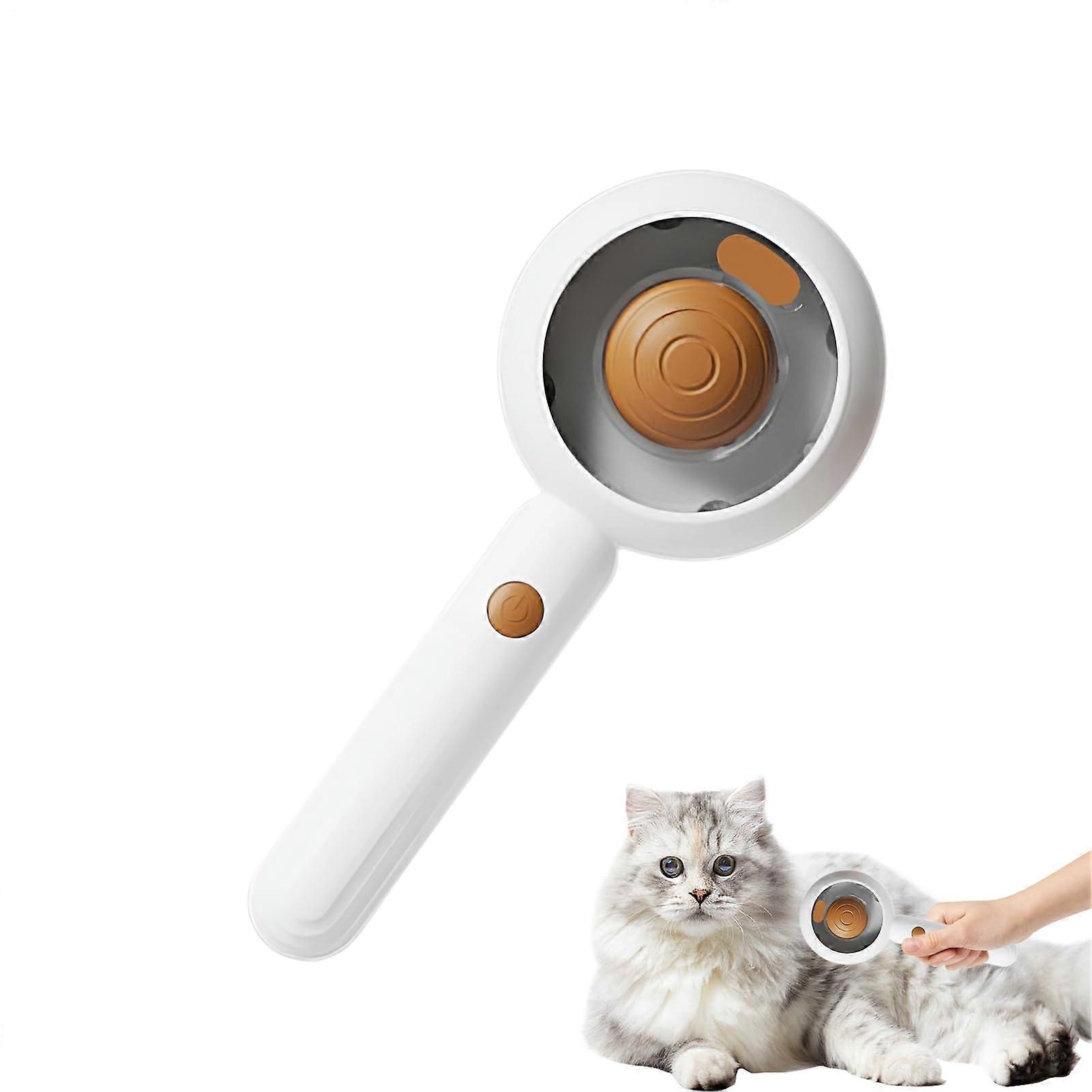 Pet Grooming Brush for Cats and Dogs with Self-Cleaning Button and Anti-Static Spray, Brown