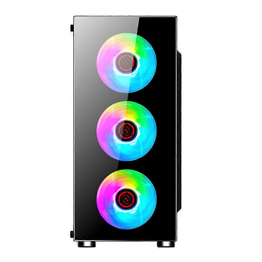 Desktop Case Atx Computer Case Large Inner Space Usb 3.0 Port Double-Side Tempered Glass Panel Black 42.3X39.7X19.7Cm 1Pcs