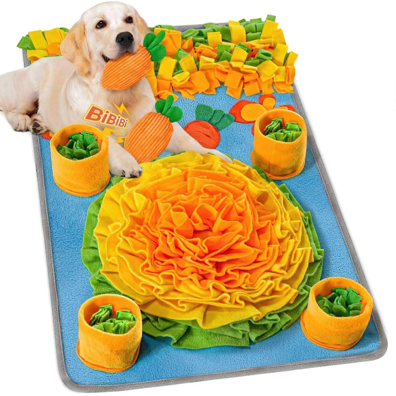 Snuffle Mat for Dogs 127.7 x 203.2 cm, Large Breed Feeding Mat with 2 Carrot Toys for Anxiety Relief and Slow Feeding