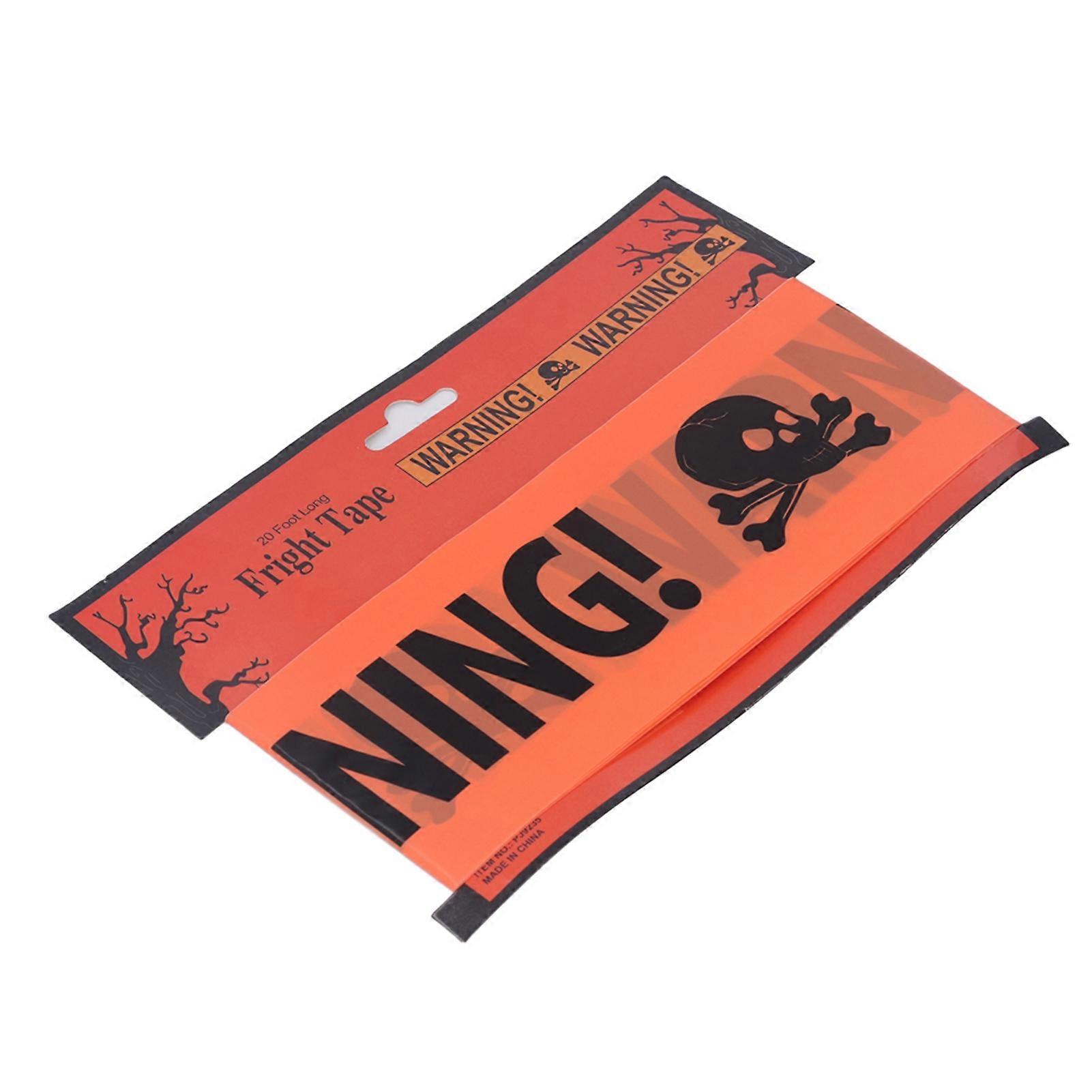 3 Pack Halloween Caution Tape 6 Meter Each 8cm Width Adjustable Length Skull Pattern Bright Orange Halloween Props for Party
