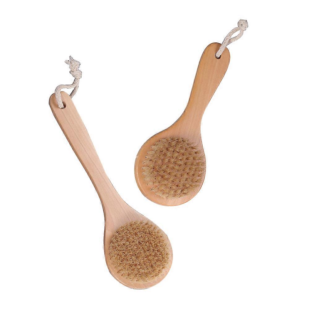 2Pcs Simple Long Handle Back Rub Bath Brush Bath Towel Bath Brush for Home Using