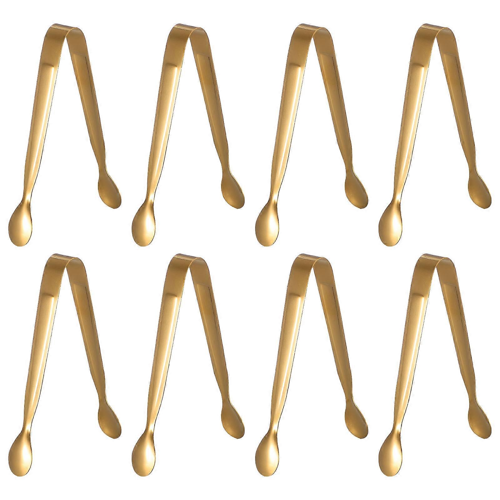 Stainless Steel Sugar Cube Tongs For Barbecue Tools Whiskeys 11.3x4.8cm Ice Cube Handling 8Pcs
