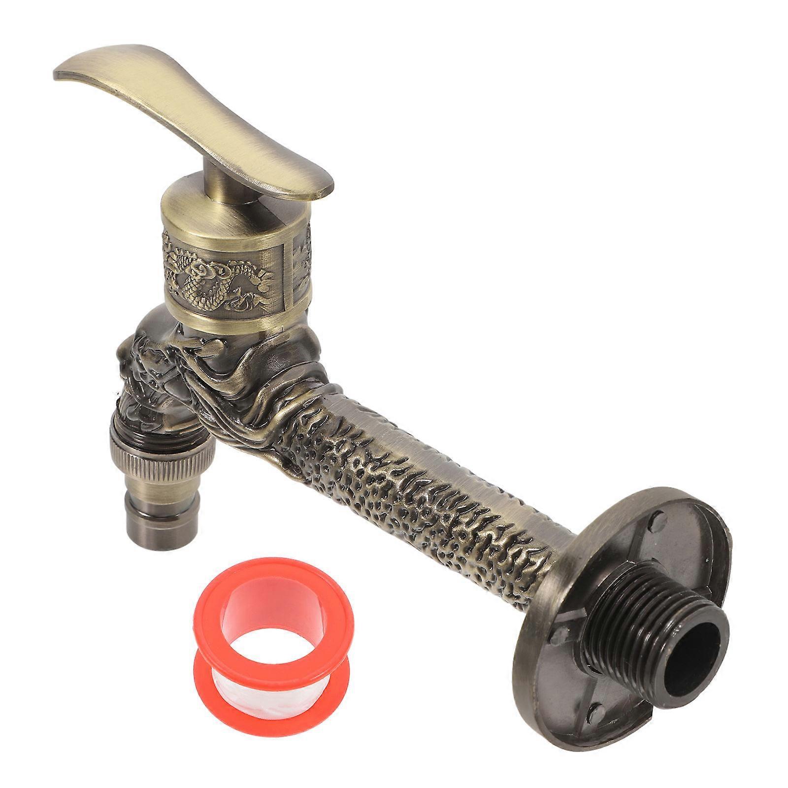 Wall Mounted Dragon Design Water Faucet with Antifreeze Function for Garden Use Golden Zinc Alloy