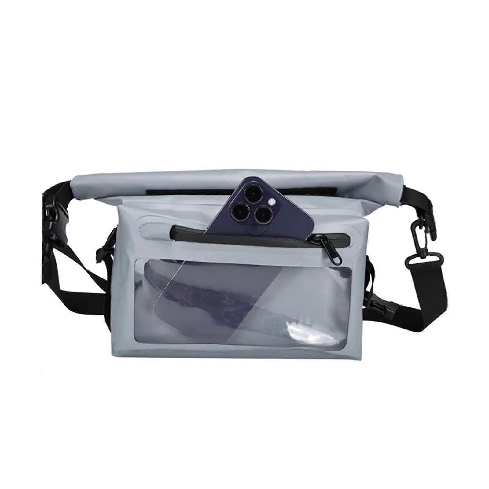 Waterproof Dry Bag For Kayak, PVC Material, Phone Pouch, Floating Storage, Keeps Gear Dry, Trekking And Rafting, Gray
