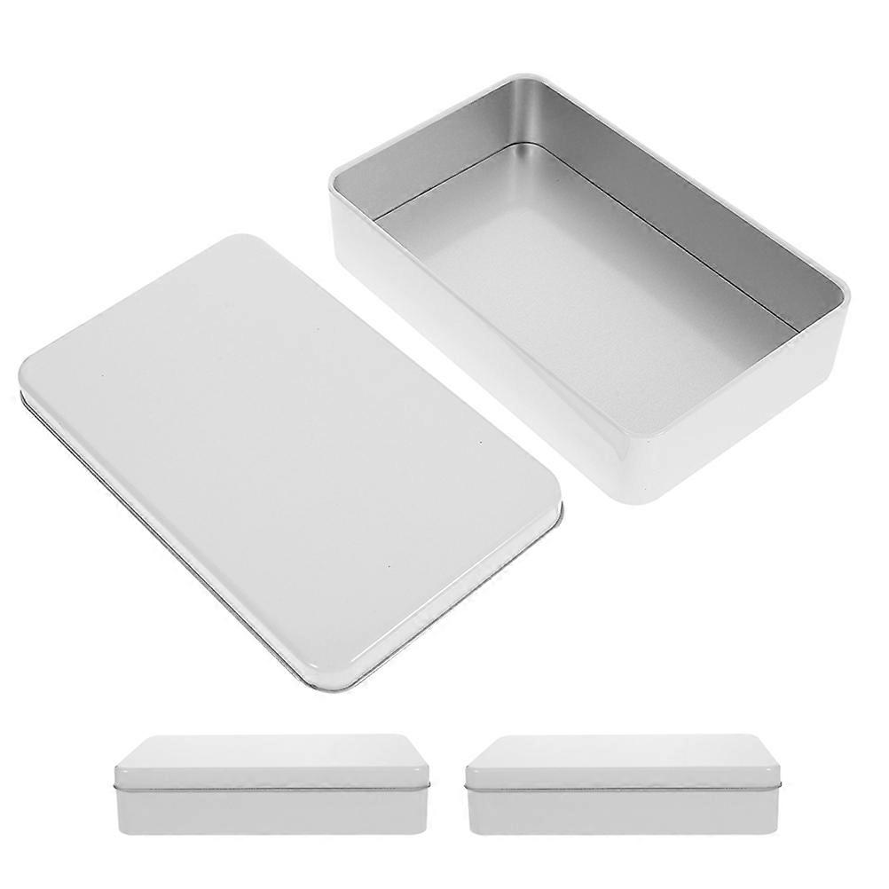 Tinplate Candy Box Cookie Storage Box for Storage Use 3Pcs White Containers