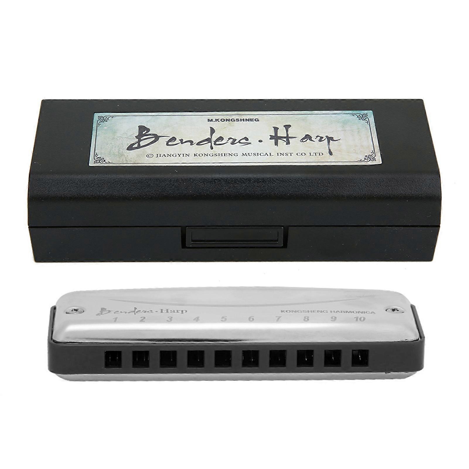 10‑Hole Harmonica Blues Db Key Harp Portable Musical Instrument Beginner PracticeBlack