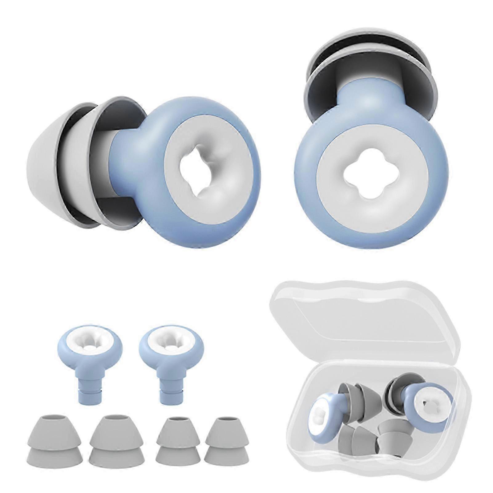 Noise Cancelling Ear Plug Silicone Reusable Portable Sound Blocking Ear Plug for Sleeping Blue