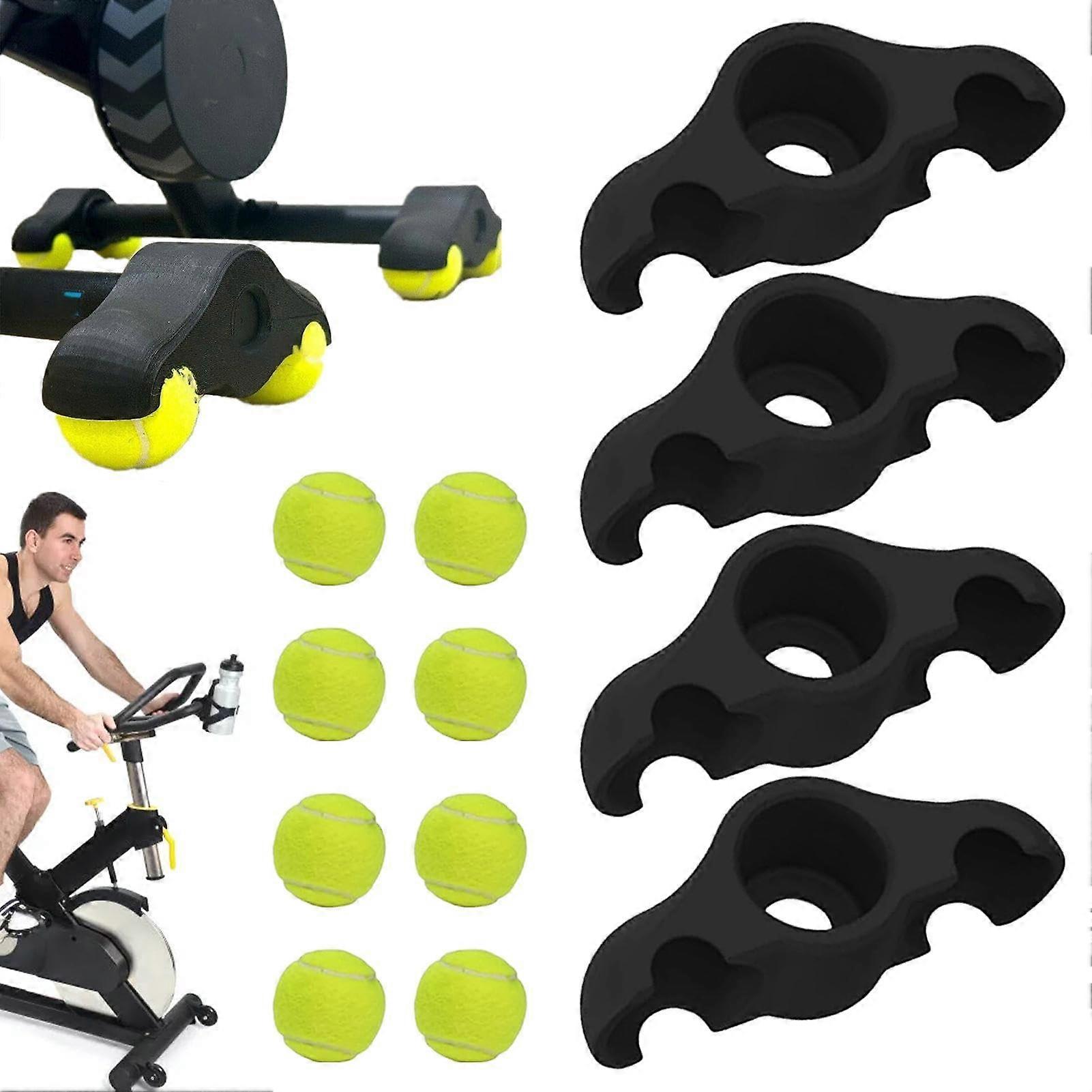 Rocker Adapter Bicycle Foot Stabilizers Training Adapter for Bicycle, Portable Home Training Device with 8 Tennis Balls, Stationary Bike Mount