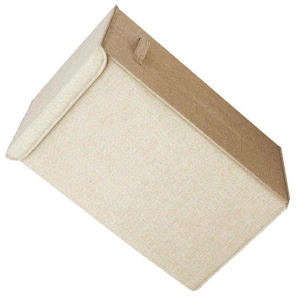 Fabric Laundry Hamper with Lid and Handle for Home Beige 27.5 x 15.7 x 16.9 Inches