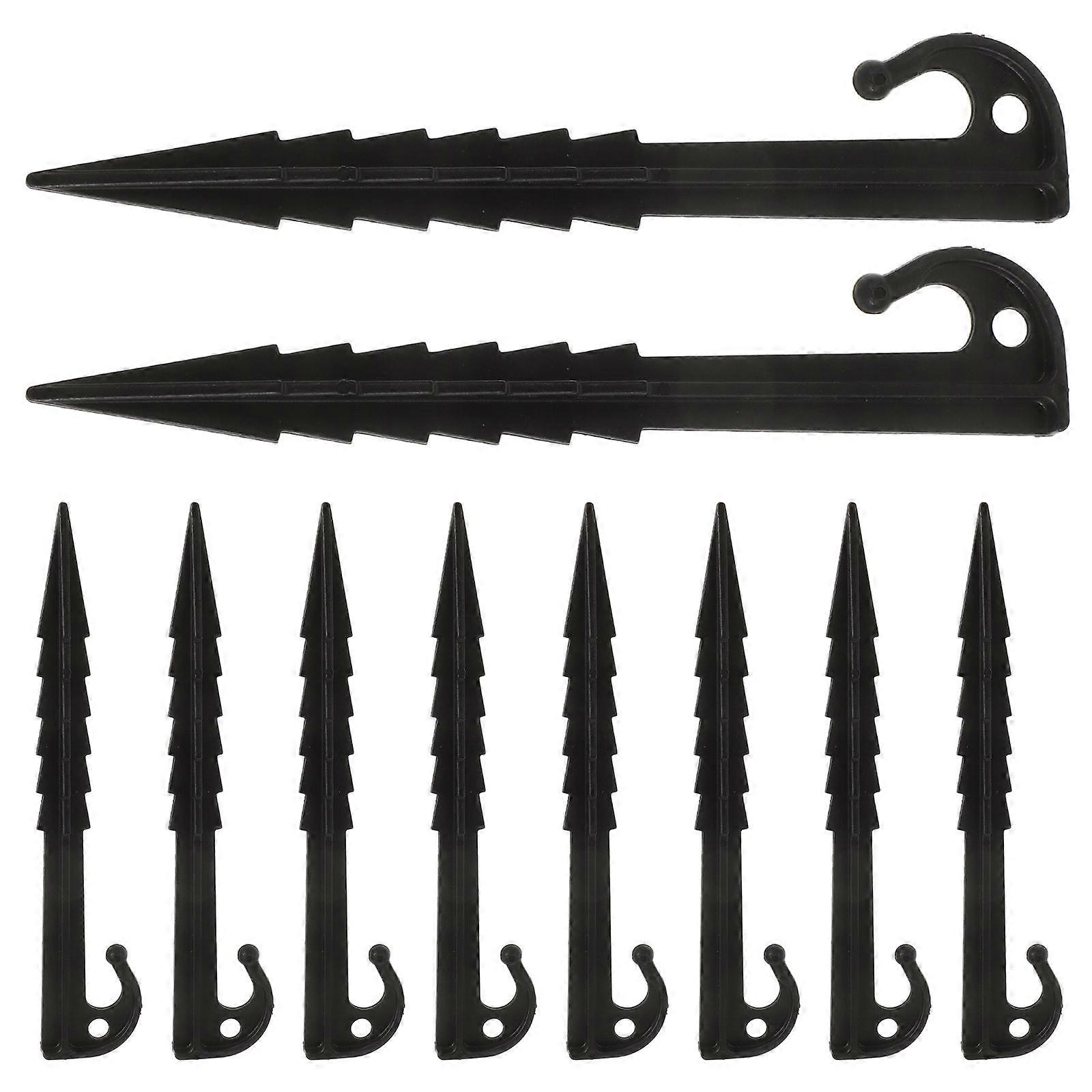 Heavy Duty Tent Stakes for Outdoor Use Black Plastic Ground Pegs Easy to Use Lightweight and Sturdy 10pcs