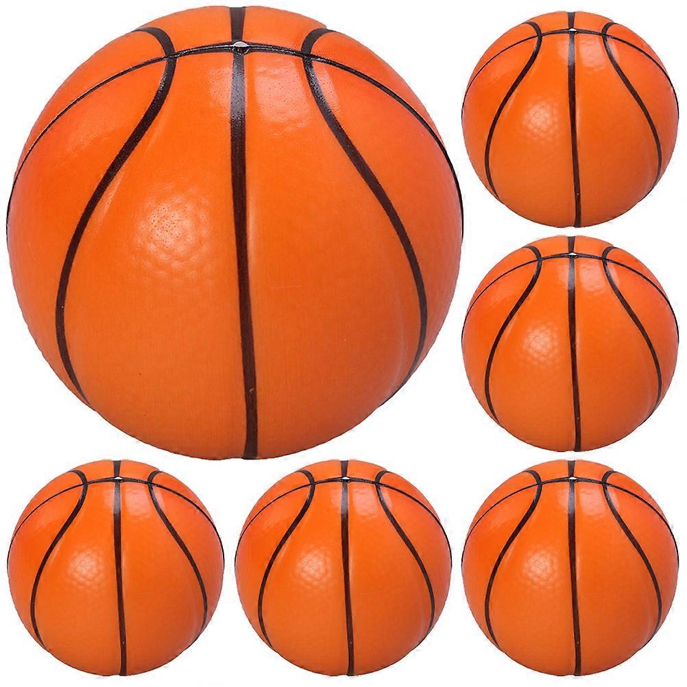 Mini balles de basket-ball anti-stress pour enfants, lot de 6, orange, en PU.