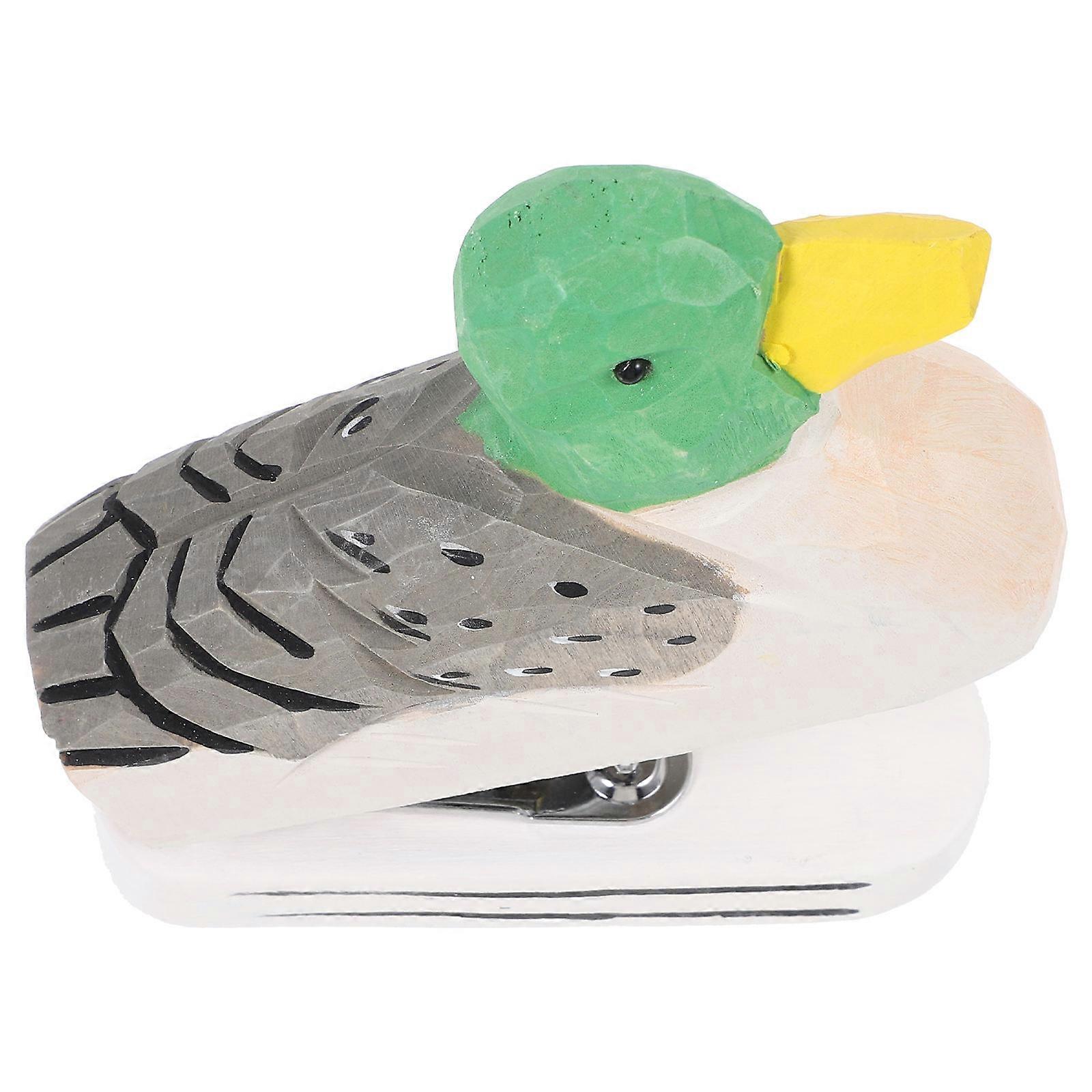 Cute Duck Wooden Stapler Handmade Craft Compact Sturdy Design Unique Desk Accessory for Office Home Decor