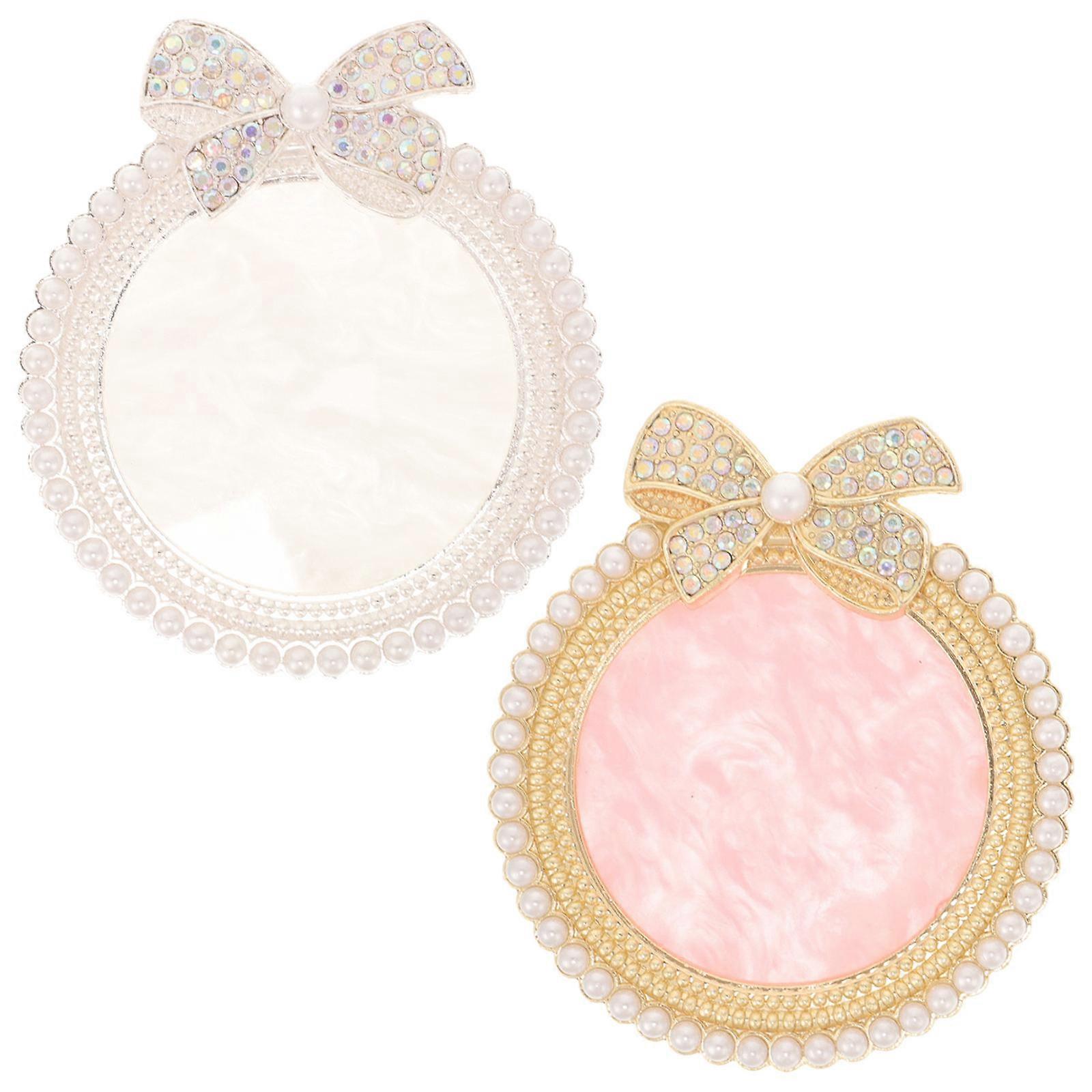 Nail Art Palette with Pearl Rhinestone Design for Manicure Use Sturdy Resin Material 2 Pcs Assorted Color
