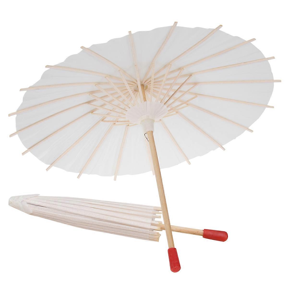 White Paper Parasol Umbrella Set Japanese Chinese Style Wedding Party Decoration Random Handle Diy Craft Celebrations