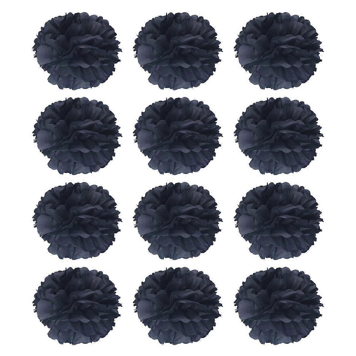 كرات زهرة ورق أسود للديكور تضيف الأناقة إلى أي مناسبة 12 قطعة 30 سم
