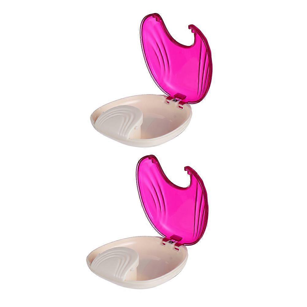 False Tooth Container Unique Design For Travel Teeth Aligners Rosy 3.5×3.1×0.8In Protection 2Pcs
