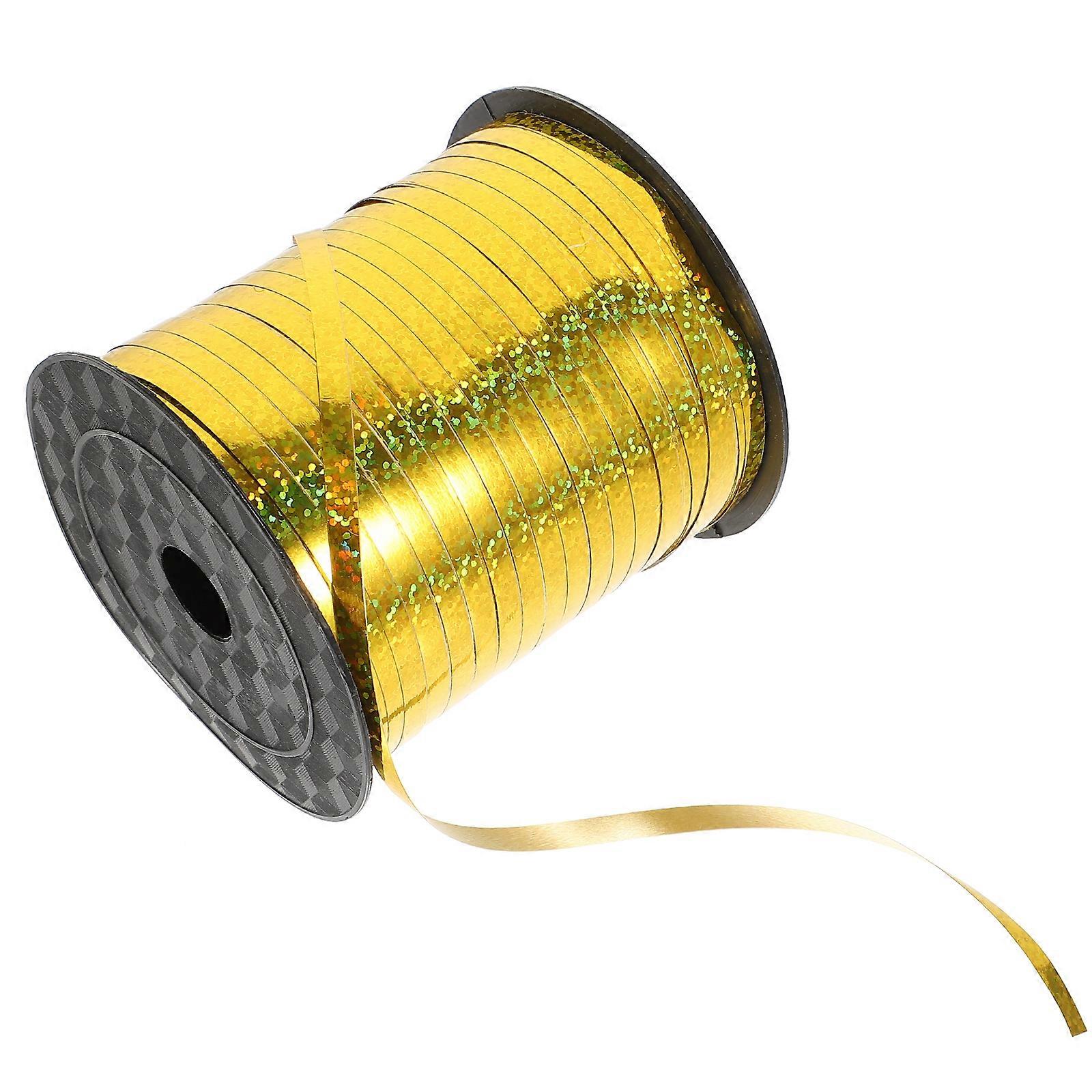 Golden Metallic Ribbon for Gift Wrapping and Decor Made of Durable PVC Plastic