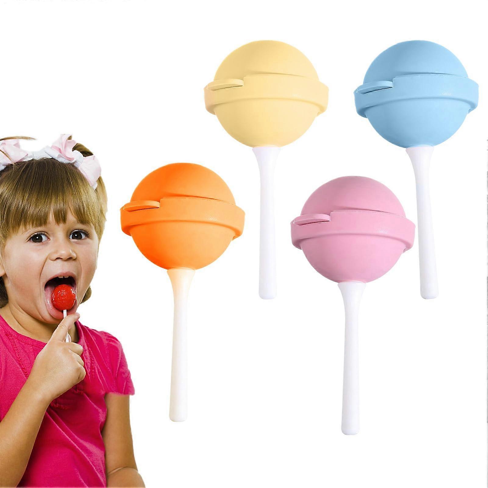 Silicone Ice Cream Molds Lollipop Shape 4-Pc Set, Easy-Release Reusable Molds, 1.77 X 1.77 X 3.94 In
