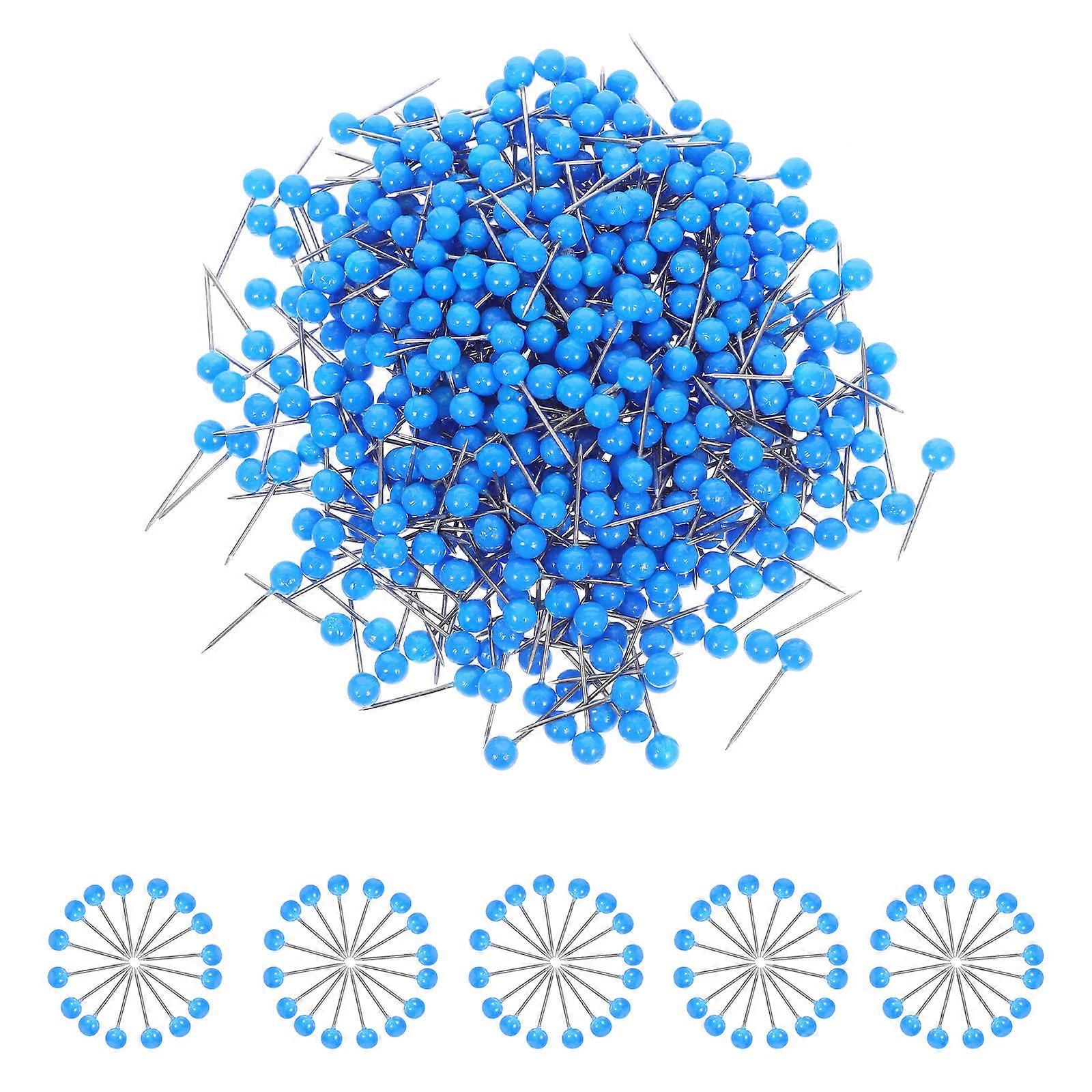 500Pcs Blue Round Push Pins With 4Mm Ball Head For Cork Board Use Pins For Marking