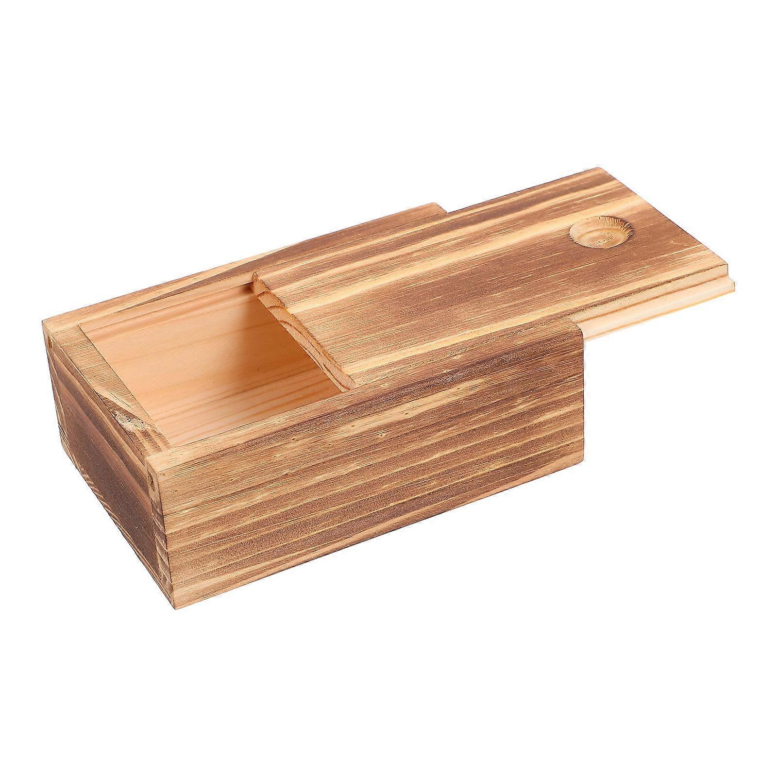 Rustic Wooden Storage Box Desktop Organization Jewelry Storage Container Brown 11.00X7.50X3.80CM Drop Protection 1Pack