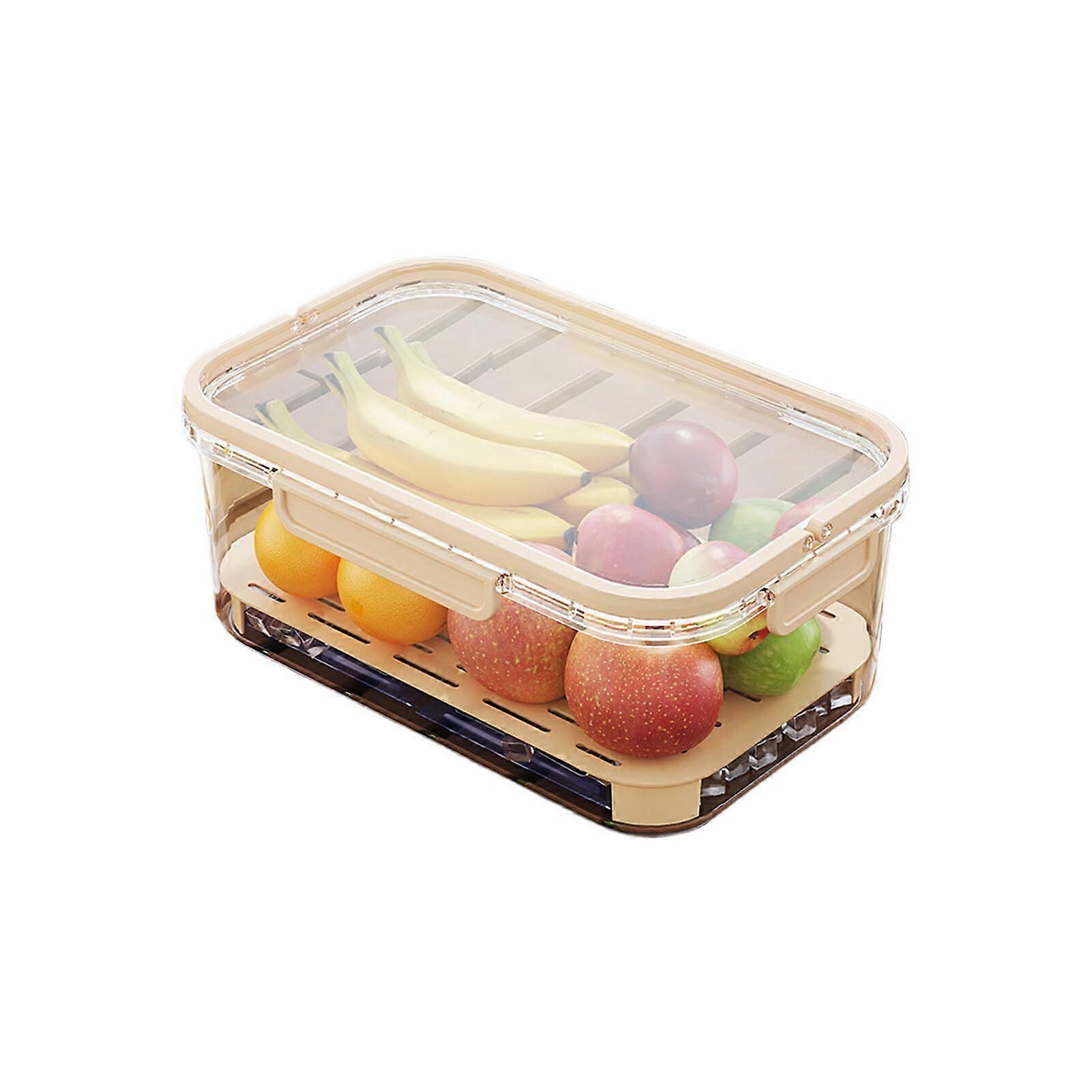 Fruit Storage Box High Capacity with Drain and Separate Handle, Durable ABS Material, Ideal for Fridge and Ice Cream Storage