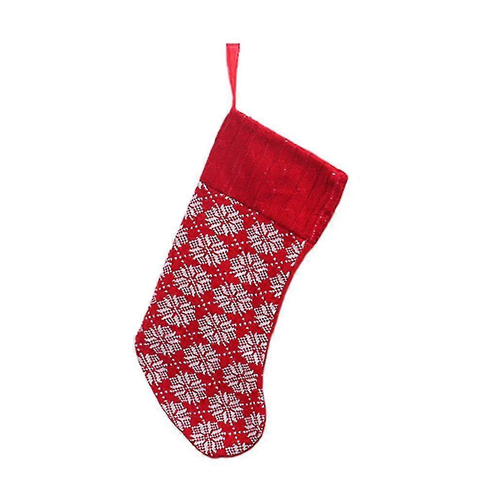Knit Christmas Stocking, 1 Piece, Classic Red and White Pattern, Machine Washable and Durable