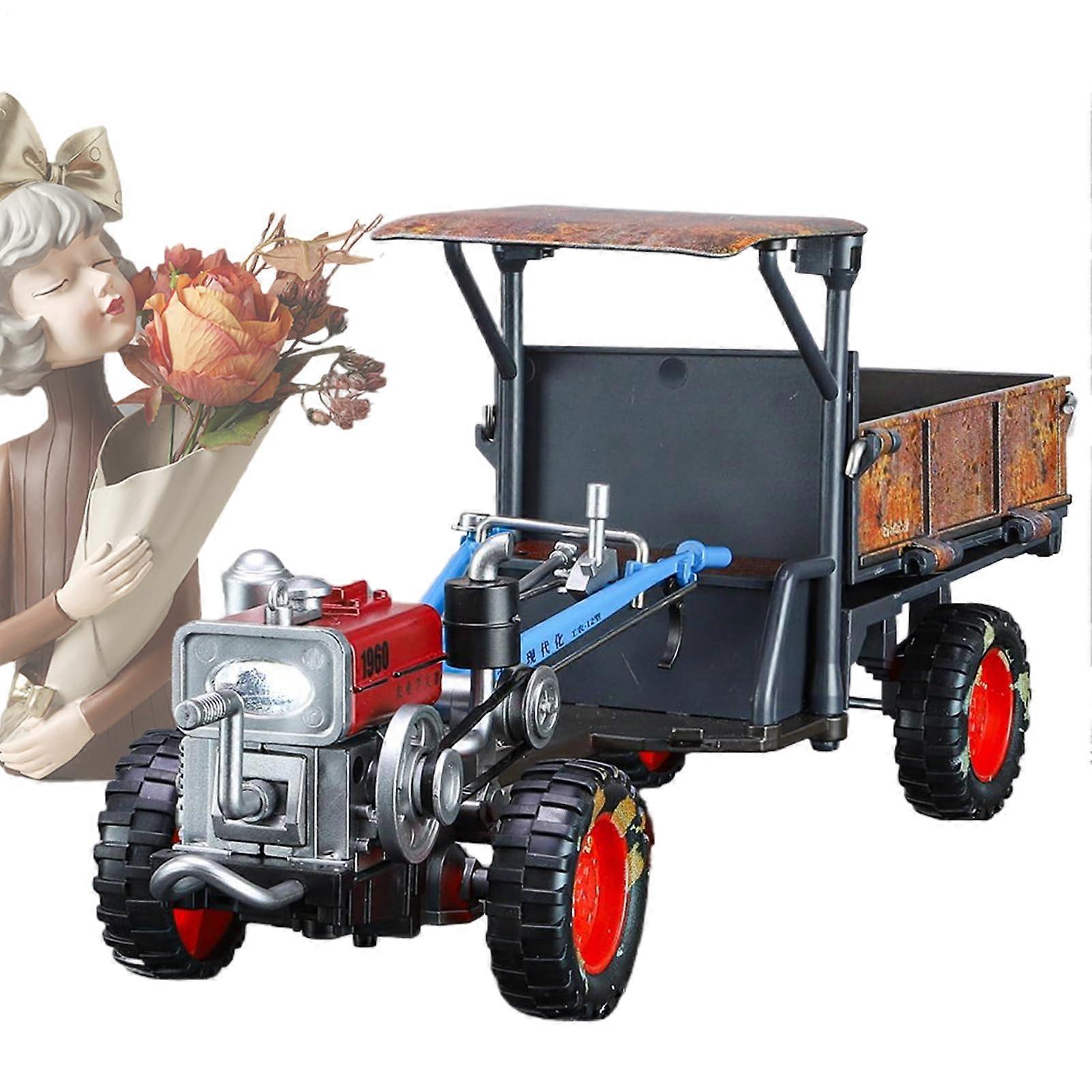 Tractor Model Car  Die Cast 1:24 Farm Toy with Sound and Lights  Alloy Retro Tractor Gift