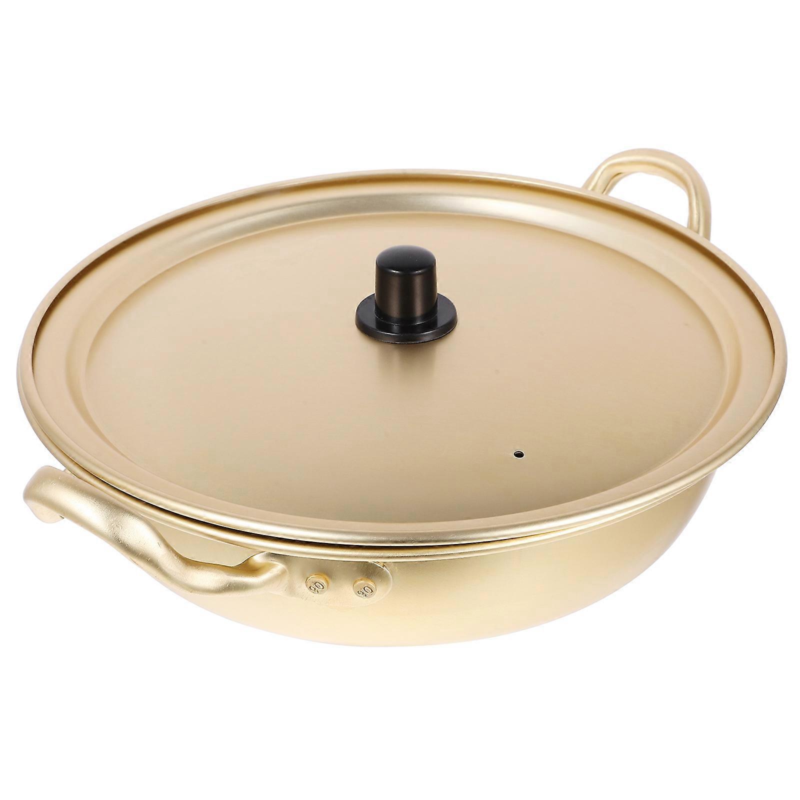 Aluminum Alloy Ramen Cooking Pot Efficient Direct Flame Heating For Dinner Parties 24X24X7CM Golden 1Set
