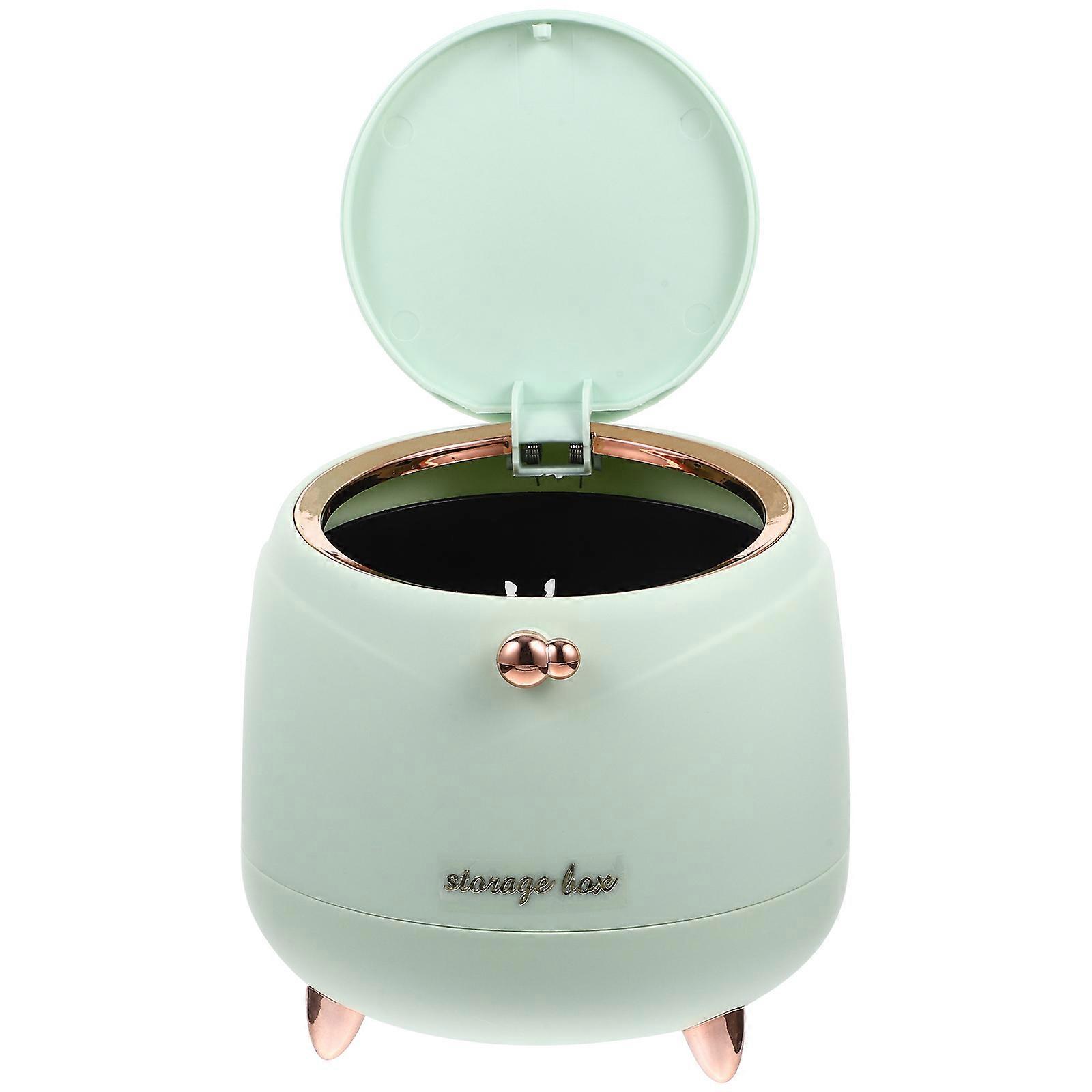Light Green Mini Trash Bin Square Design Suitable For Bedroom Living Room 1Pcs