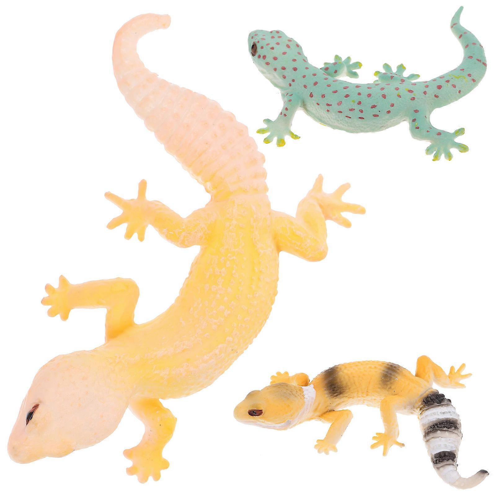 3pcs Realistic Gecko Figurines, Educational Reptile Models with Smooth Edges, Lightweight for Cognitive Learning and Decor