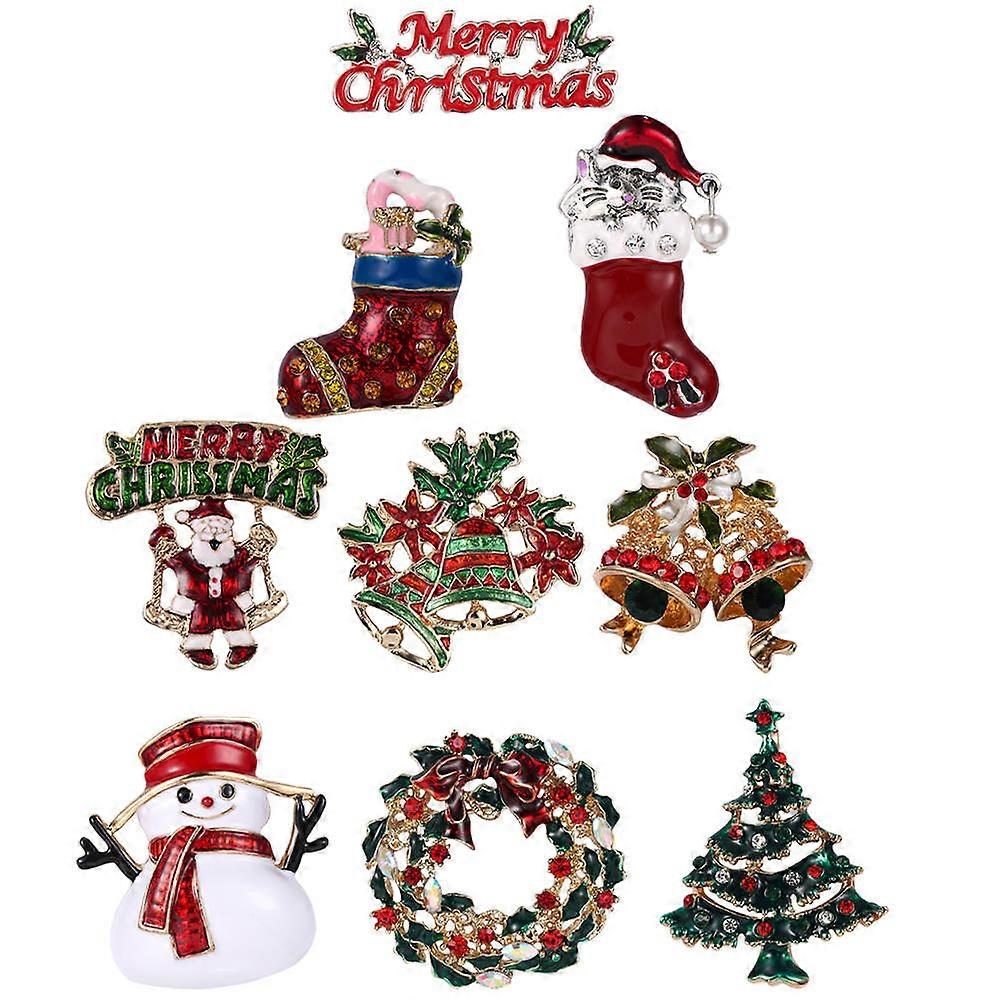 Unique Christmas Decoration Brooches In Random Color Style Perfect For 9Pcs