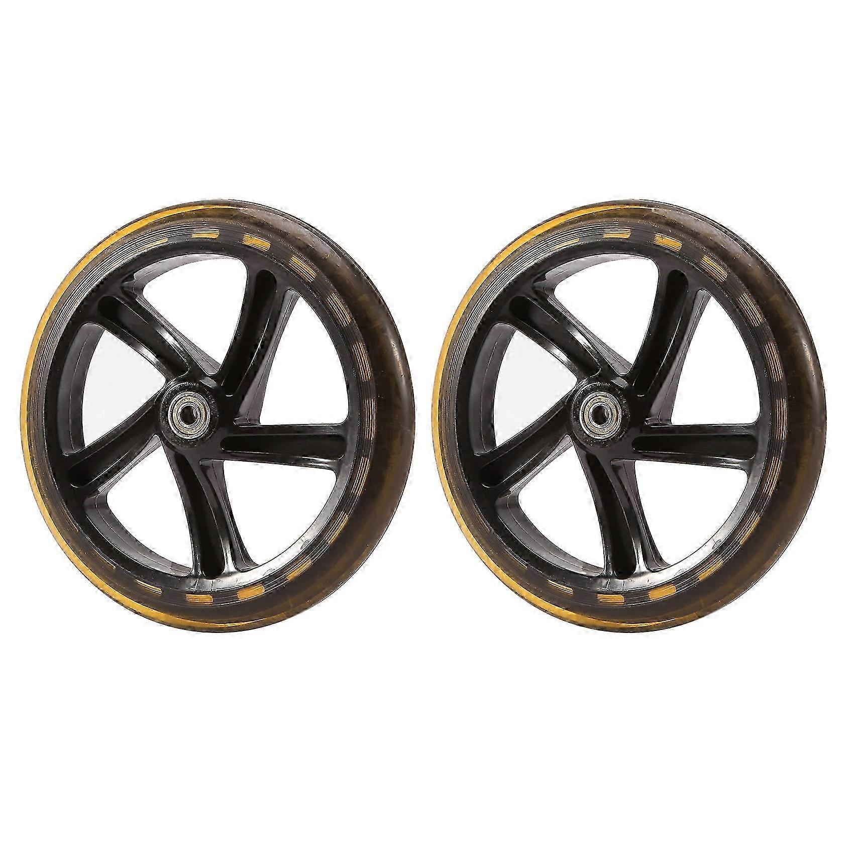 200mm Clear Black PU Replacement Wheels for Scooters 2-Pack