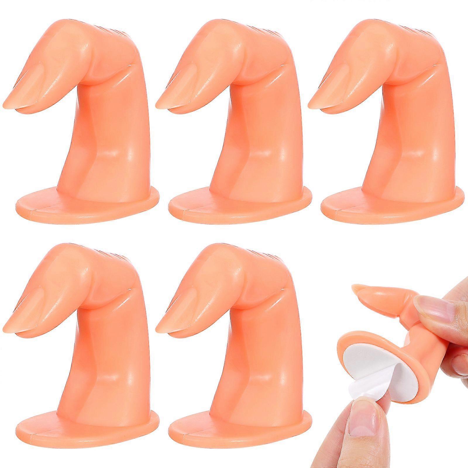 5pcs Practice False Finger Model with Nail Tips for Hand Manicure Nail Art Training