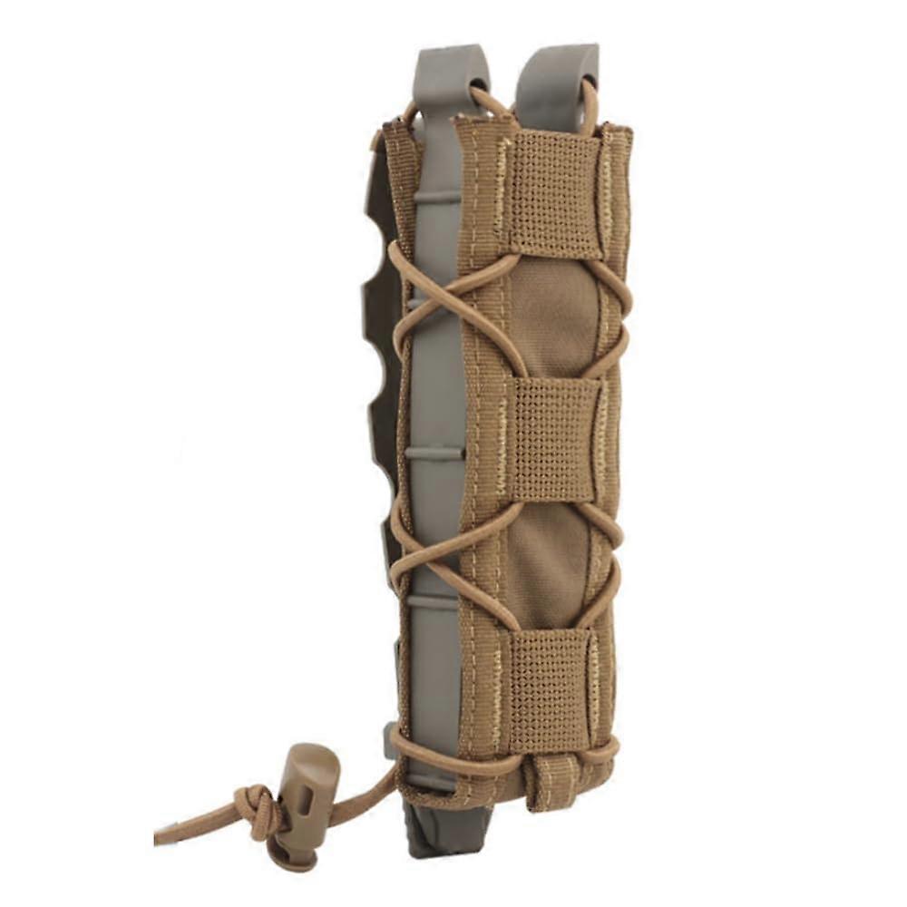 Tactical 9mm Magazine Pouch Military Hunting Pistol Submachine Gun MP5/MP7/.45 Long Single Mag Pouch Carrier MOLLE Malice Clip(Tan)