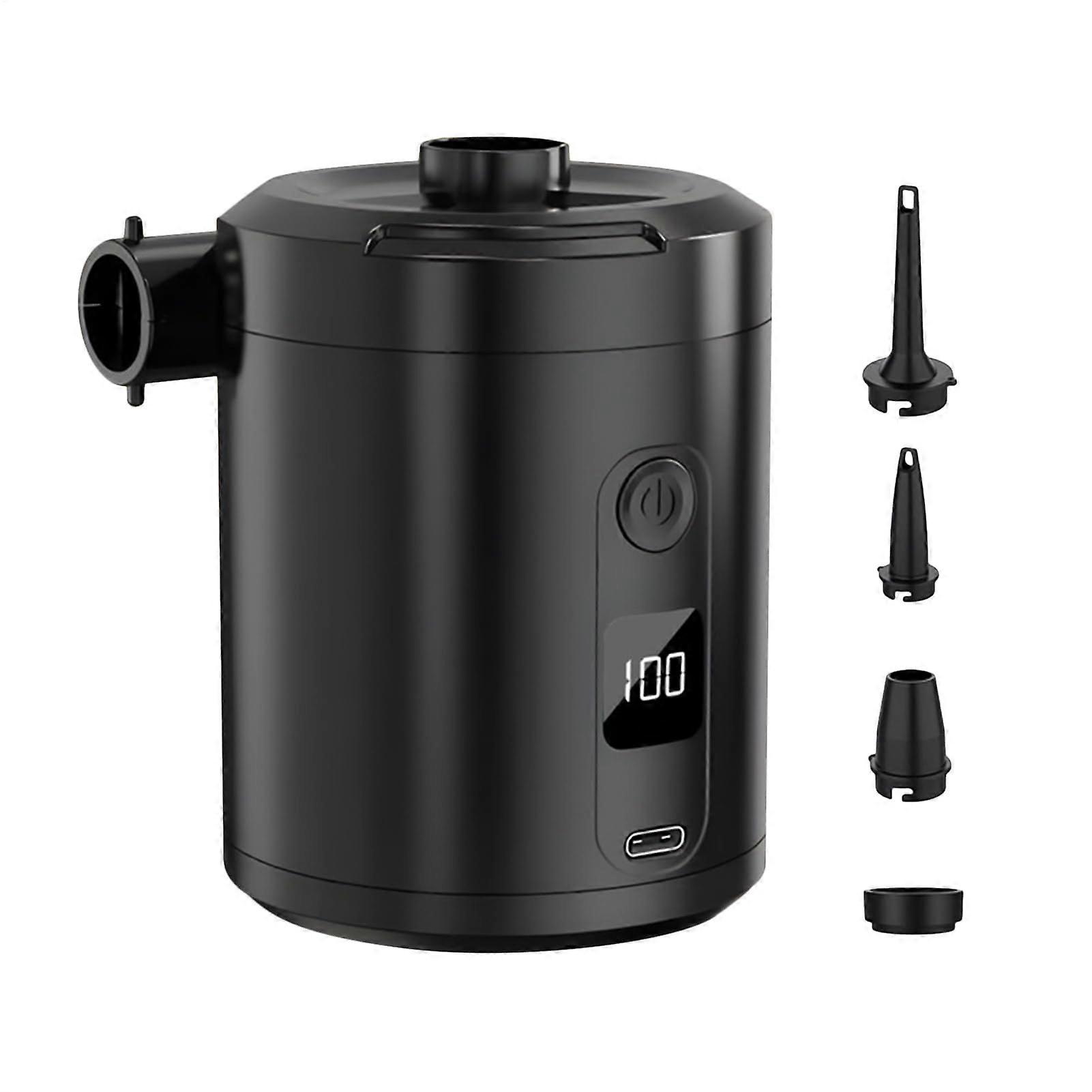 Inflatable Pump Portable Pool Float Pump Electric 5200mAh Battery 4000Pa Quick Inflator Deflator For Pool Beach Travel Home Garage Road Trip Black