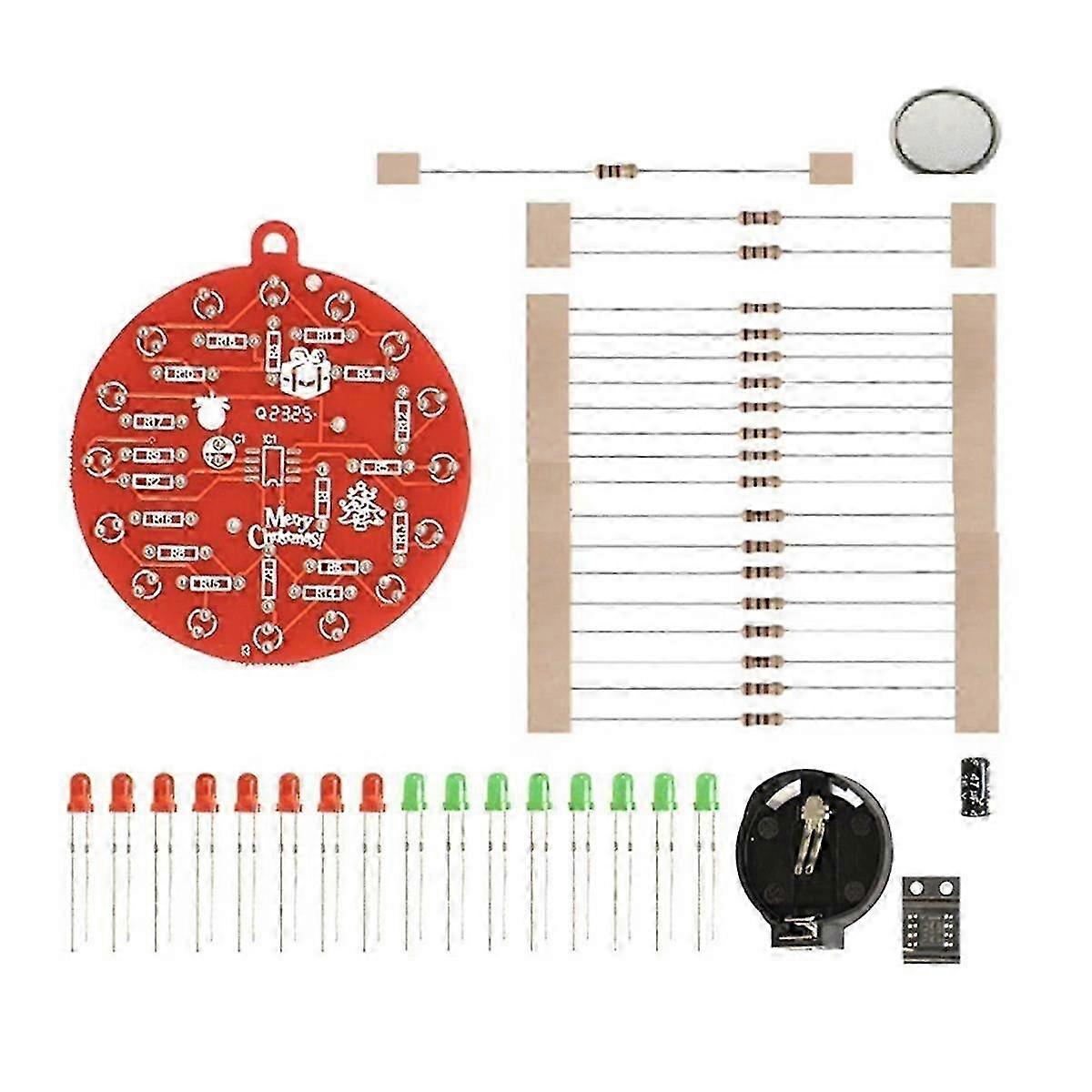 Enhanced Red Board Christmas Tree DIY Kit with NE555 Flashing Lights - Hanging Circuit for Electronic Enthusiasts & Modulable Module Kit B