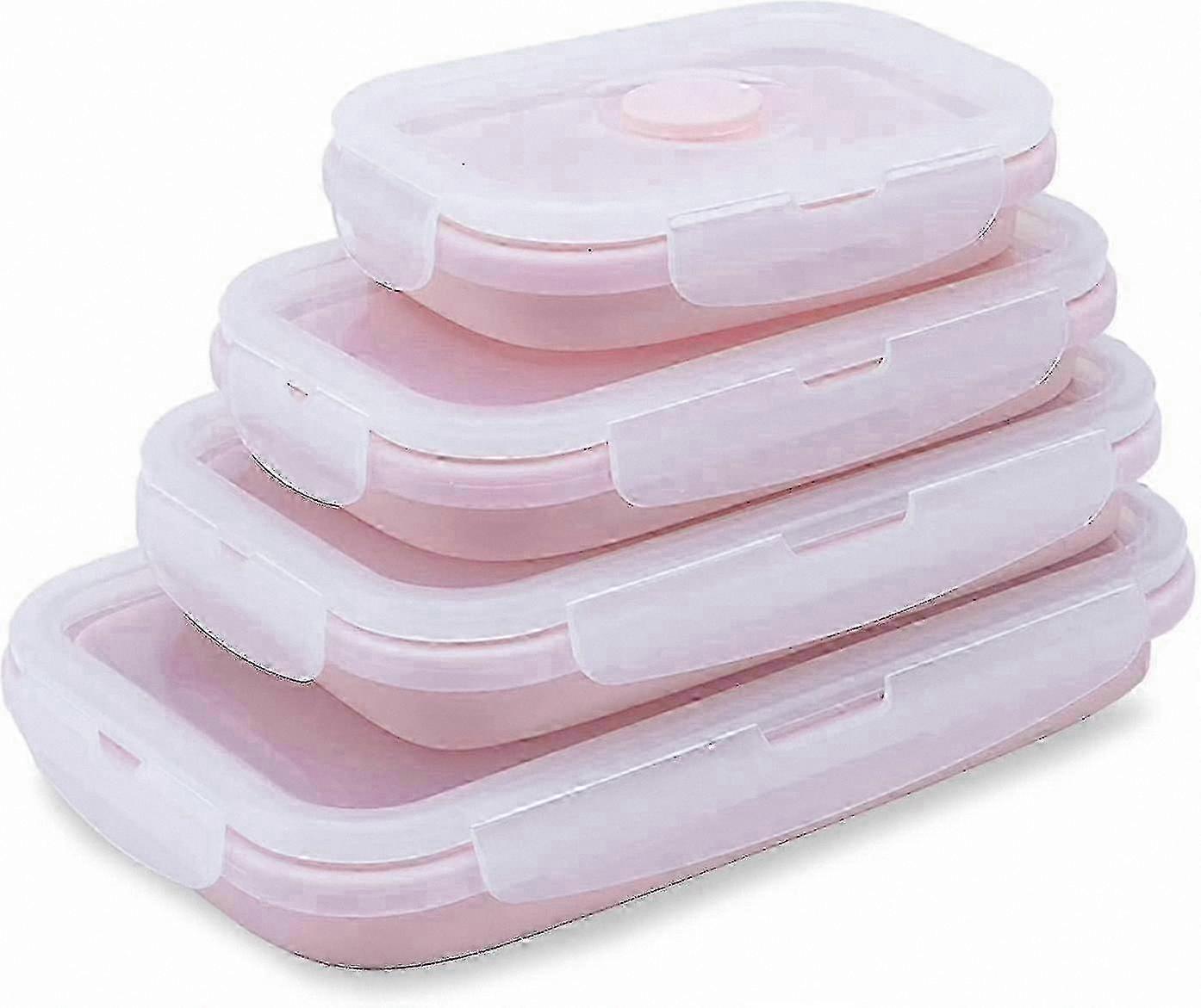 4-Pack Stackable Food Storage Containers, Airtight & Versatile Design, Pink Tone hwy