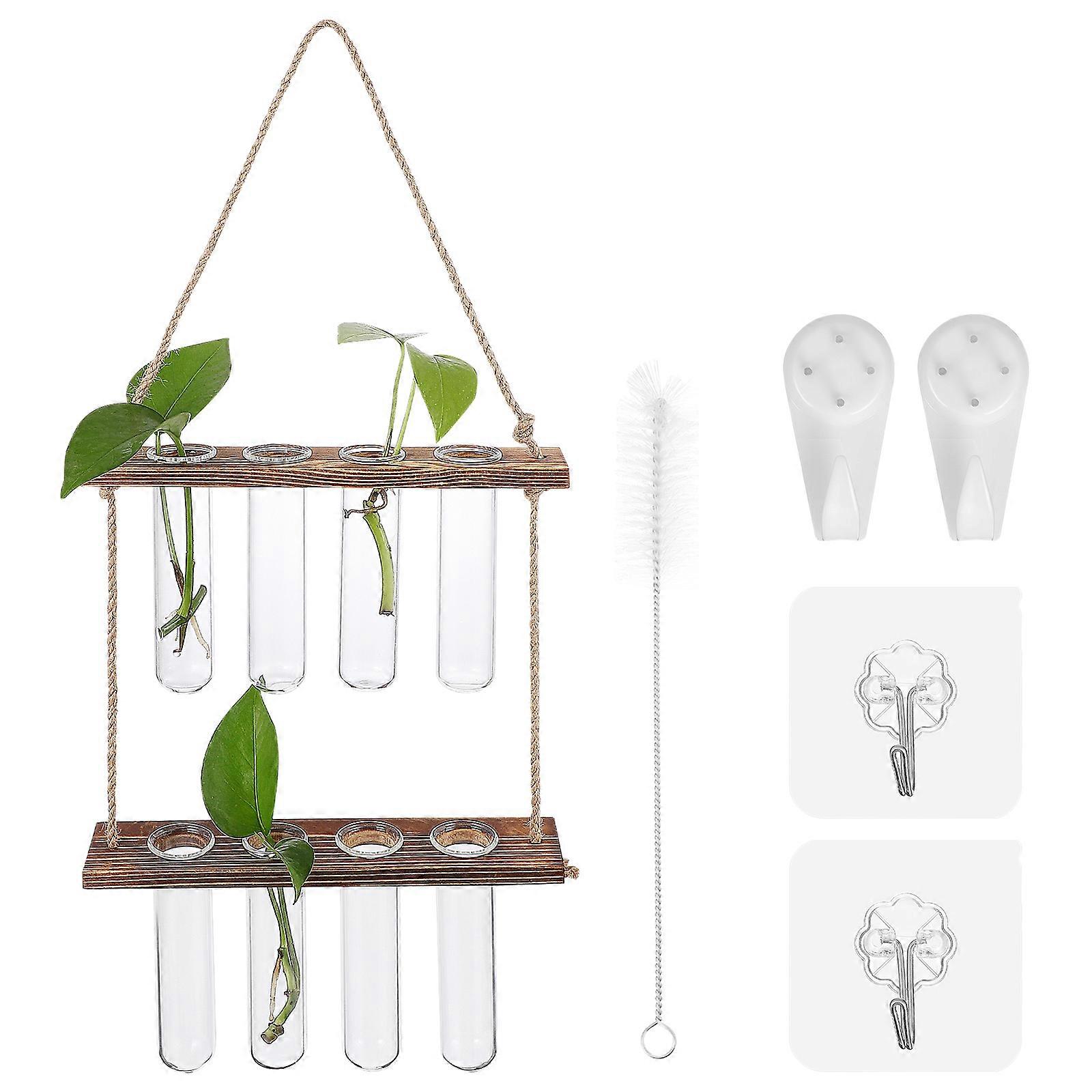 Hanging Bonsai Planter Propagation Station for Plants in Windows with Glass and Wood Rack Assorted Color to Beautify Space 1Set