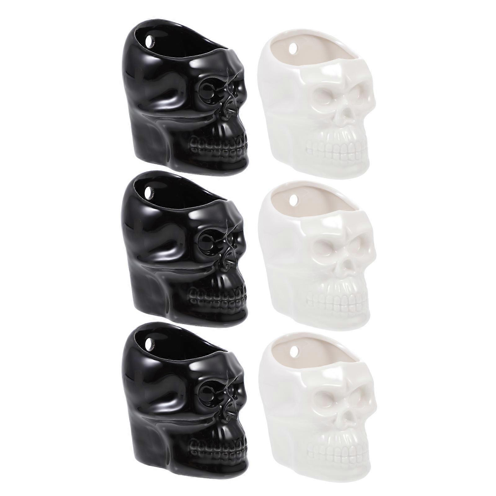 Wall Mounted Skull Shaped Flowerpot Garden Use with Drainage Hole Assorted Color 6Pcs