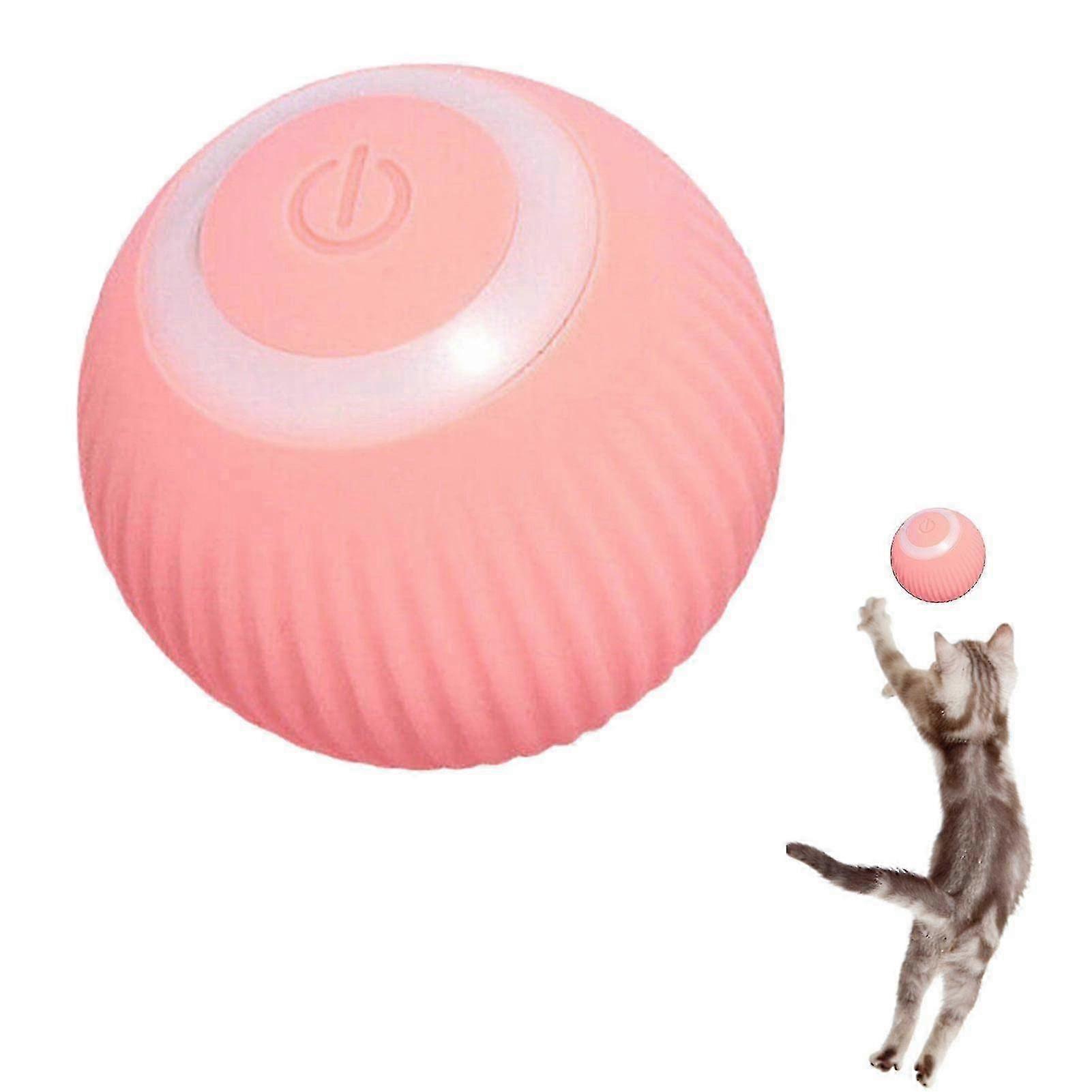 Pink Interactive Cat Ball with 360-Degree USB for Stimulating Hunting Instinct