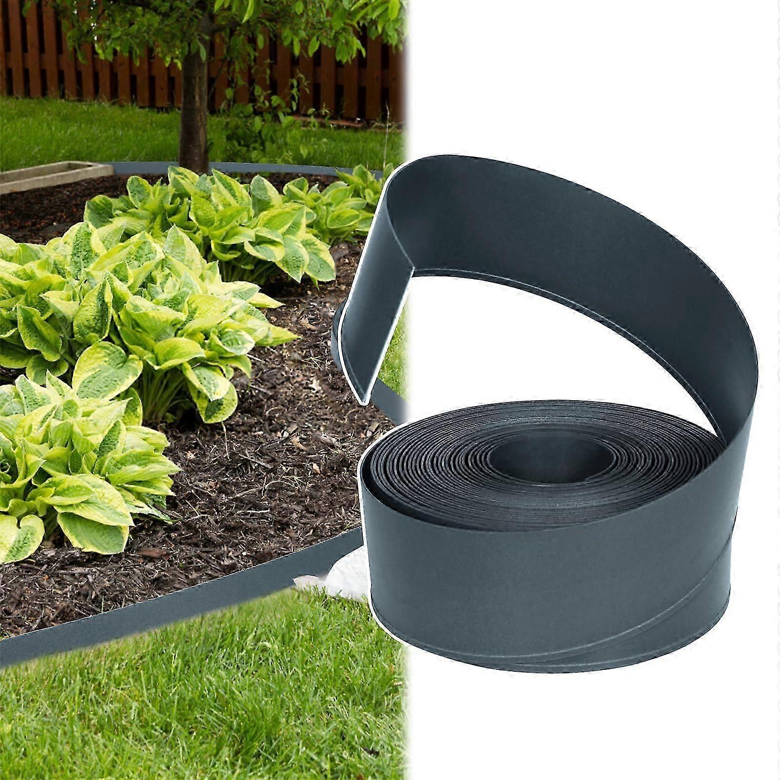 Lawn Edging Plastic 20m Flower Bed Border with Connection Point (Anthracite) 20M