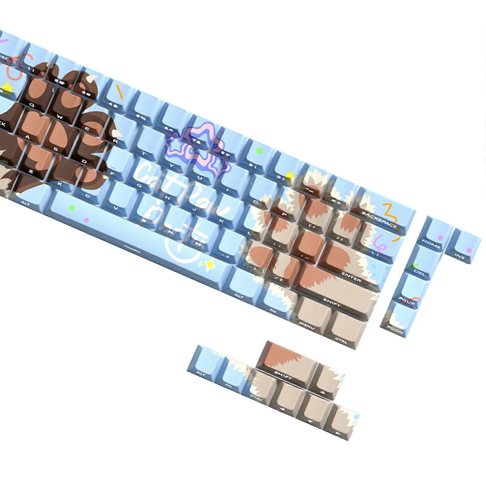 74Key Side Print Translucents Keycaps Cats Paws Party Original Profile Sublimations Backlits Keycap for Mechanical Keyboards Multicolor
