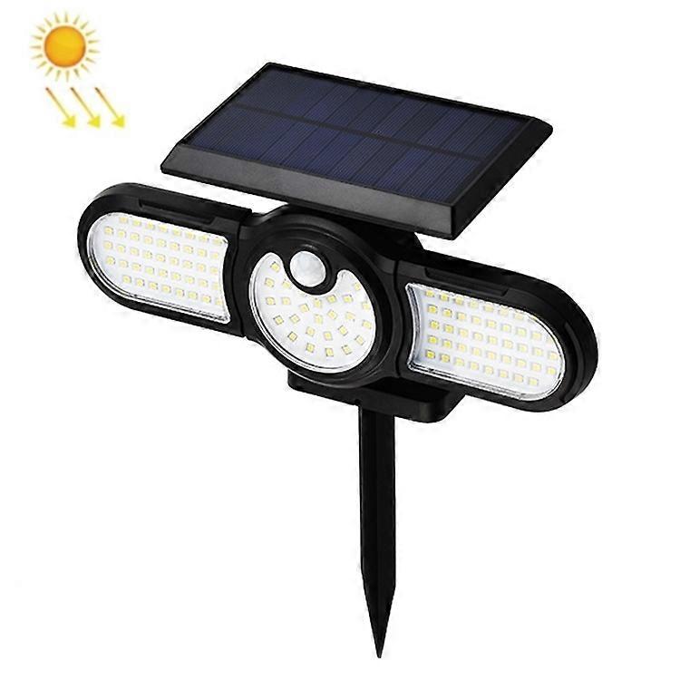 112 LED Three Heads Rotatable Solar Wall Light Lawn Lamp  112 LED