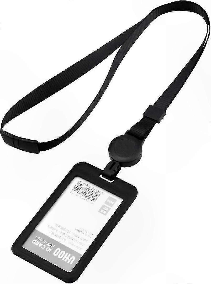 Adjustable Black Neck Lanyard with ID Badge Holder - Durable and Comfortable