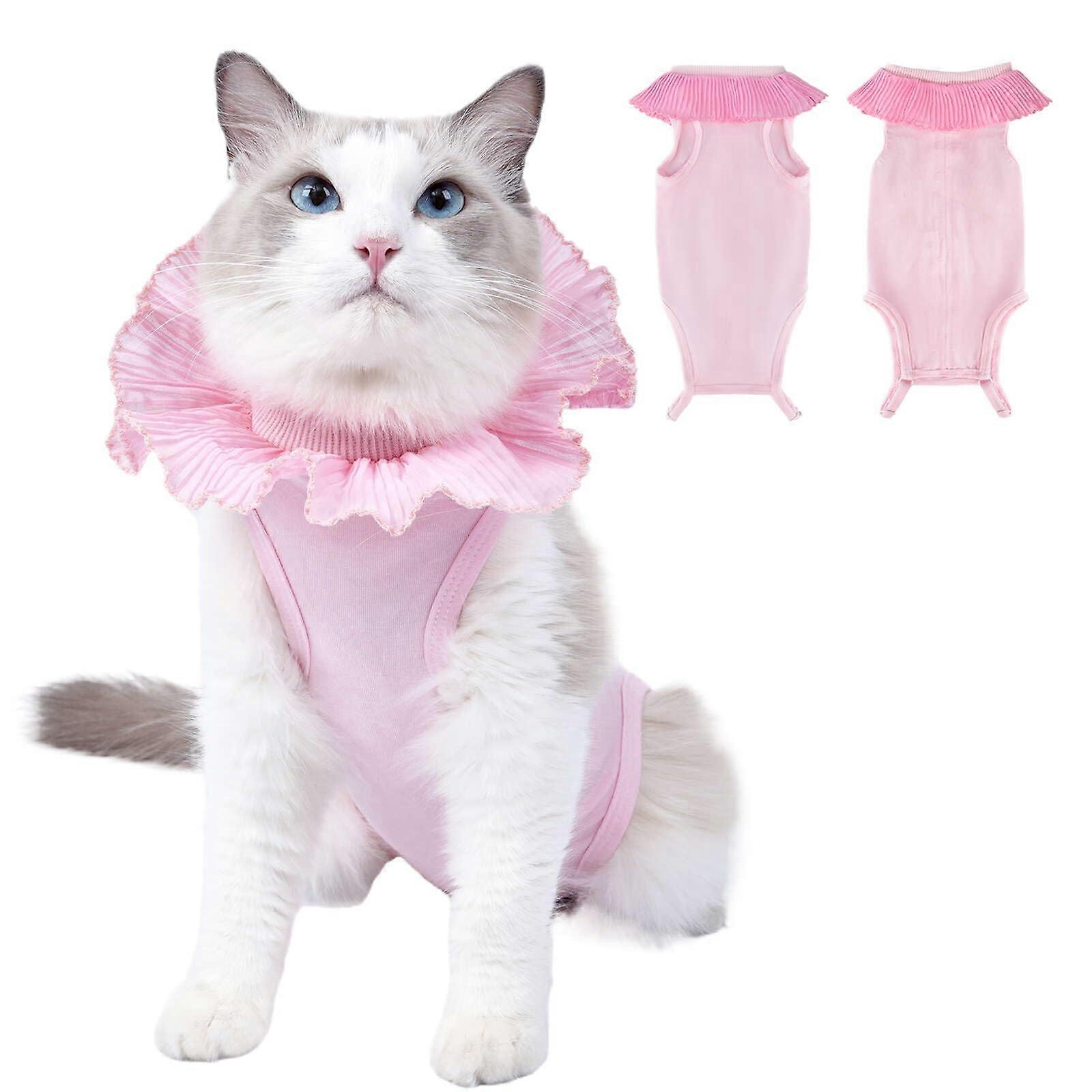Cat Recovery Suit Breathable Cat Surgery Recovery Wear For Abdominal Wounds, Spay Aftercare Cone Alternative Size M Pink