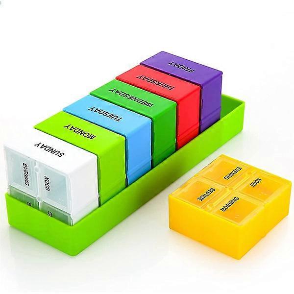 7 Day Pill Storage Box, 4 Pill Storage Boxes Per Week - One Day Pill Box