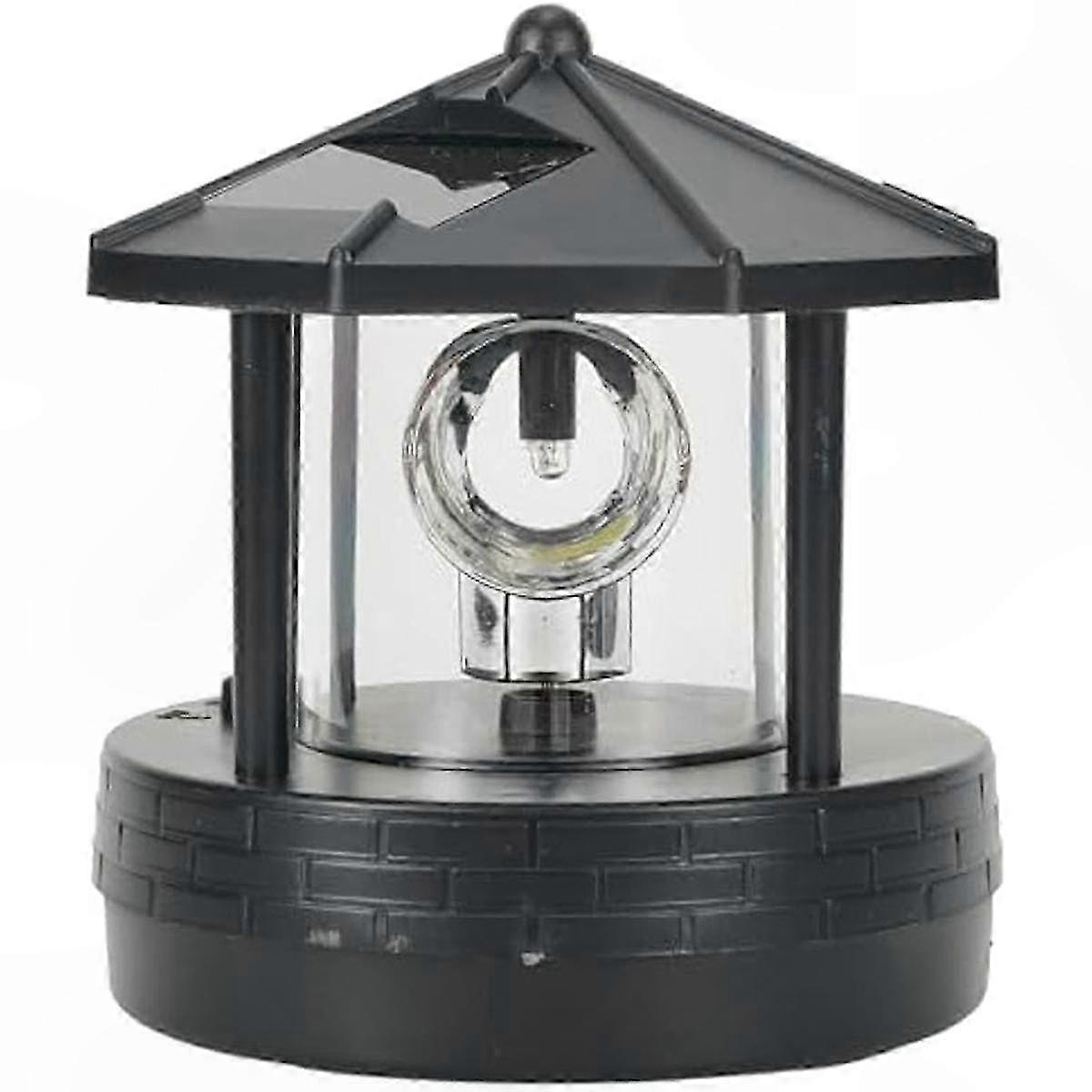 Solar-Powered LED Lighthouse Lamp with 360° Rotation for Garden Path Lighting
