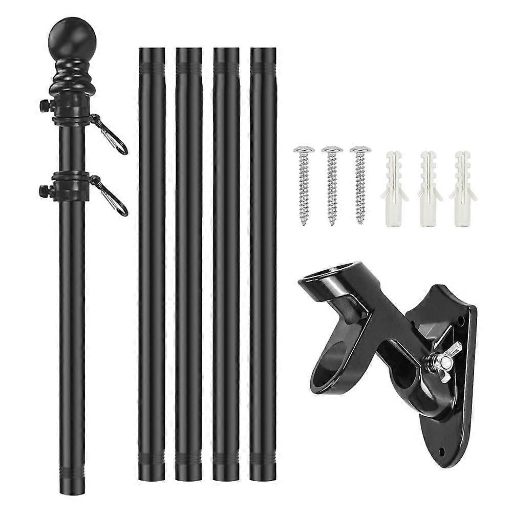 6ft Rustproof Stainless Steel Flag Pole Outdoor Black/Silver