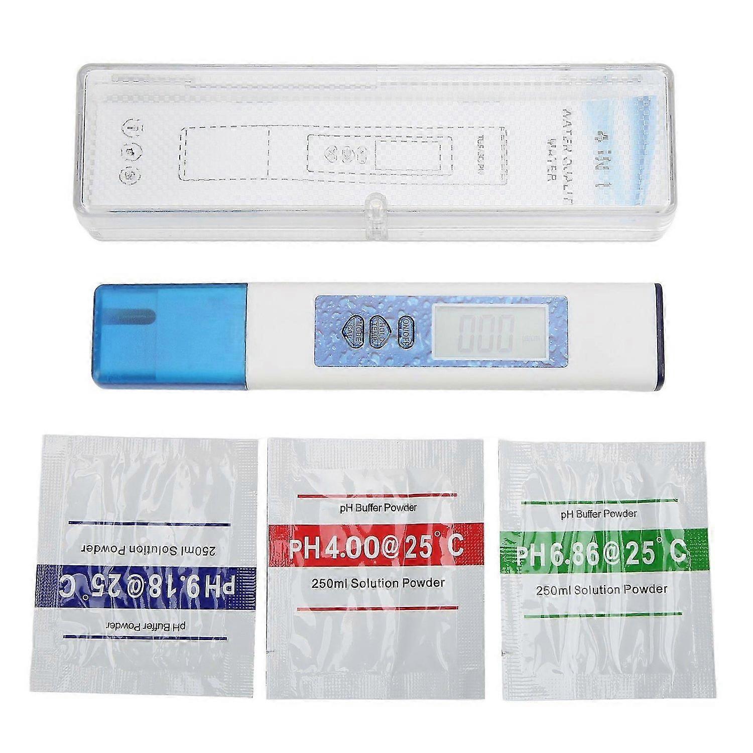 2025 Latest Model 4 in 1 Water Tester PH Meter TDS Meter Clear Value Backlit