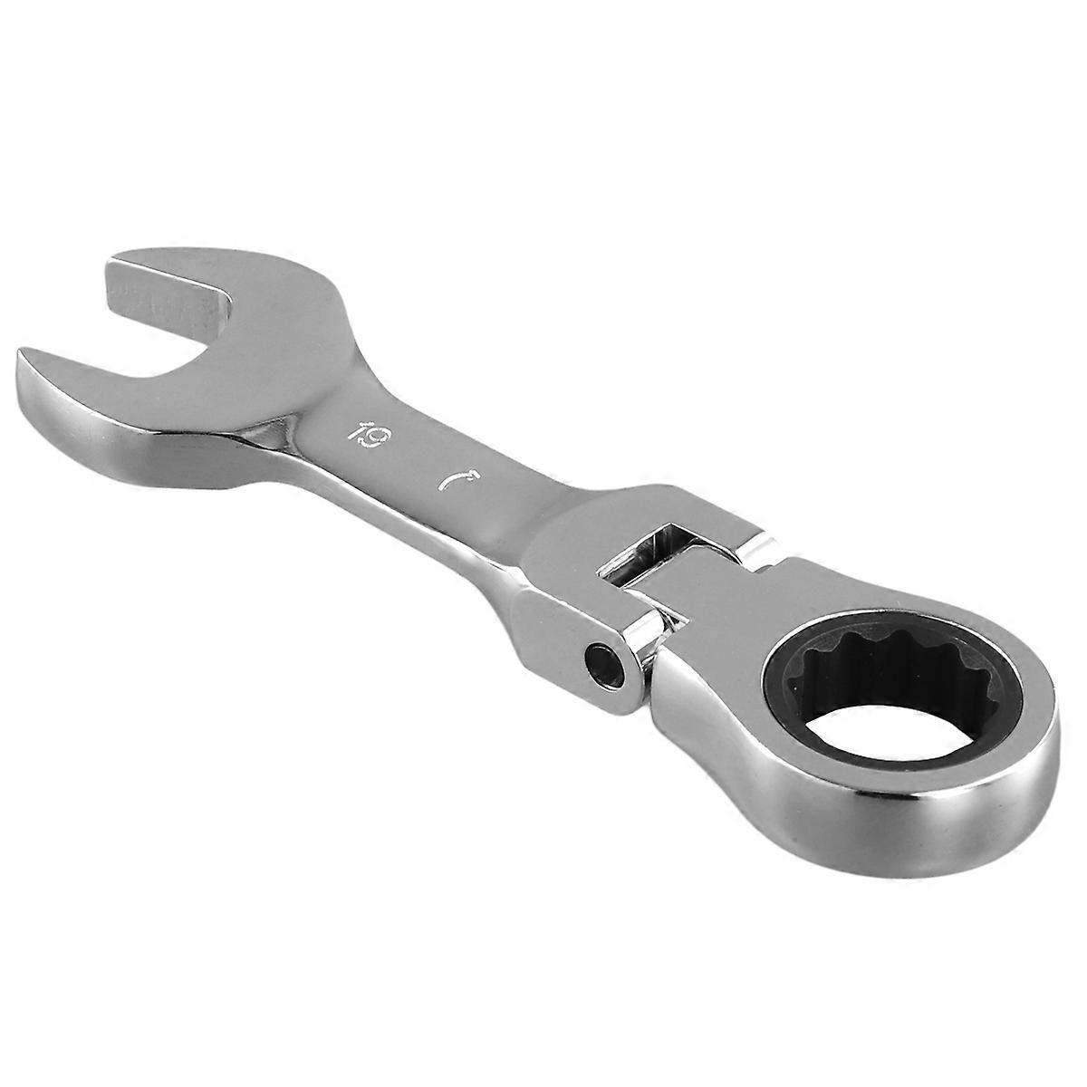 Short Handle Ratchet Wrench with Movable ,Quick Dual-Purpose Open End Wrench,Hardware Tool, Labor-Saving Wrench 19mm